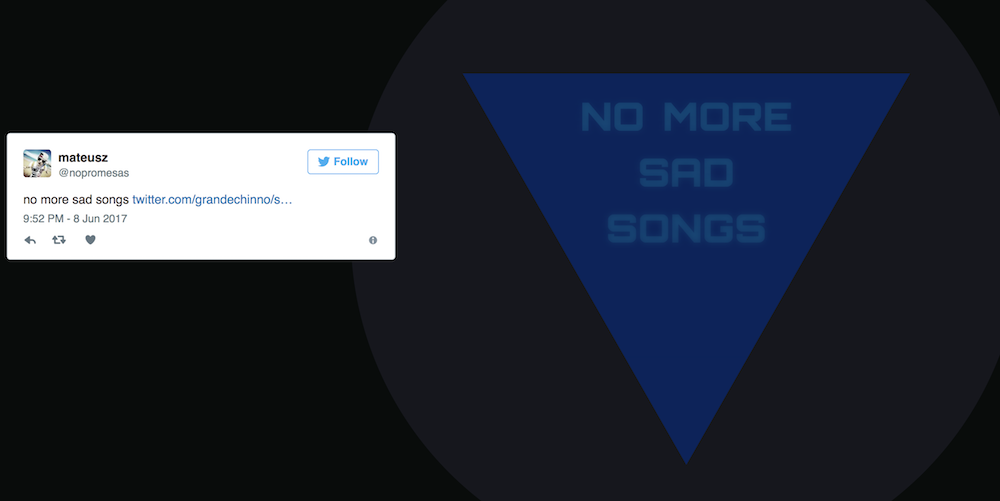 An answer from Twitter 8-Ball: No more sad songs